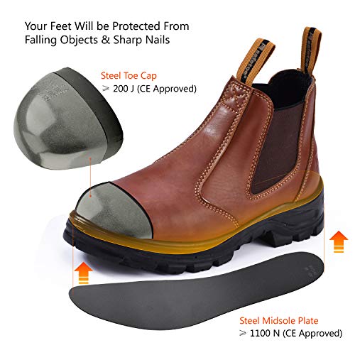 Safetoe Zapatos de Seguridad para Hombres y Mujeres, M-8025 S3 Botas de Seguridad para Hombres con Cuero Impermeable, Puntera de Material, Calzado Ligero con Punta de Acero, Pantuflas Talla EU 41