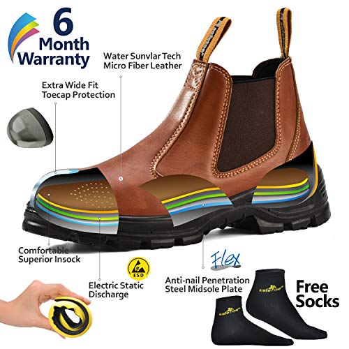 Safetoe Zapatos de Seguridad para Hombres y Mujeres, M-8025 S3 Botas de Seguridad para Hombres con Cuero Impermeable, Puntera de Material, Calzado Ligero con Punta de Acero, Pantuflas Talla EU 41