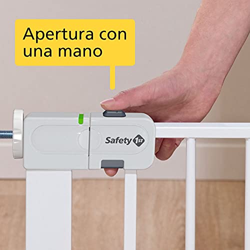 Safety 1st Auto Close Barrera seguridad niños para puertas y escalera, cierre automatico seguro, 73- 80 cm sin extensiones (se vende por separado), metal, color blanco