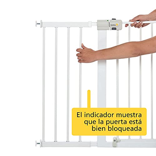 Safety 1st Auto Close Barrera seguridad niños para puertas y escalera, cierre automatico seguro, 73- 80 cm sin extensiones (se vende por separado), metal, color blanco