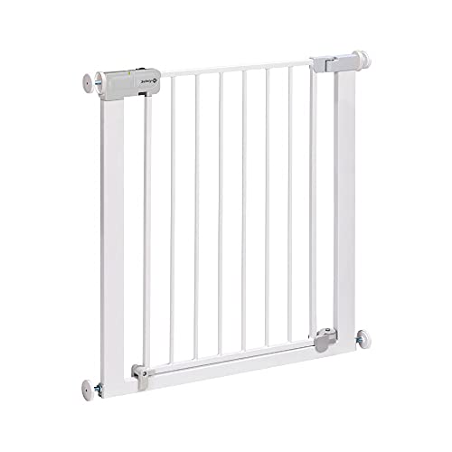 Safety 1st Auto Close Barrera seguridad niños para puertas y escalera, cierre automatico seguro, 73- 80 cm sin extensiones (se vende por separado), metal, color blanco