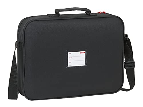 Safta Cartera Extraescolares de Atlético de Madrid Corporativa, 380x60x280 mm, Negro