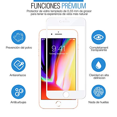 SAGPAD [2 Piezas] Cristal Templado para iPhone 7 Plus/ 8 Plus, Cubierta Completa Vidrio Templado 9H Protector Pantalla Premium, Anti-Huella Digital, Anti-Burbujas par 8 Plus / 7 Plus (Blanco)