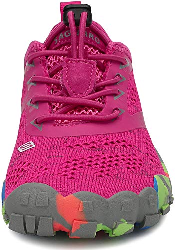 SAGUARO Barefoot Zapatillas de Trail Running Niños Niñas Minimalistas Zapatos de Deporte Antideslizantes Calzado Descalzos para Fitness Caminar Correr en Asfalto Montaña Senderismo Agua, Rosa, 30 EU