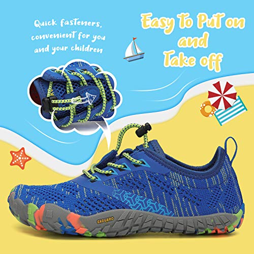 SAGUARO Calzado Descalzos Niños Zapatillas de Trail Niñas Transpirables Minimalistas Zapatos de Deporte Antideslizantes Fitness Correr en Asfalto Barefoot Zapatillas Senderismo Exterior Azul 26 EU