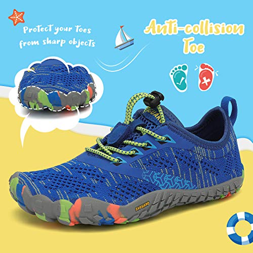 SAGUARO Calzado Descalzos Niños Zapatillas de Trail Niñas Transpirables Minimalistas Zapatos de Deporte Antideslizantes Fitness Correr en Asfalto Barefoot Zapatillas Senderismo Exterior Azul 26 EU