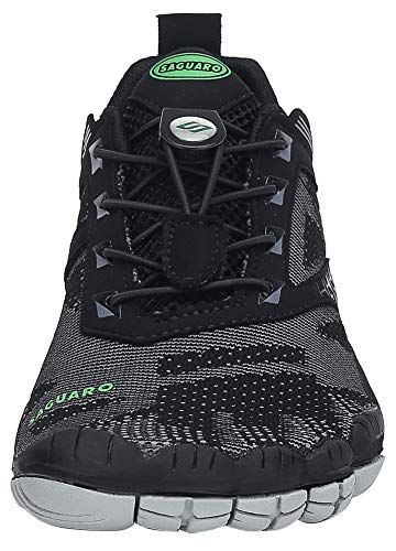 SAGUARO Hombre Mujer Barefoot Zapatillas de Trail Running Zapatos Minimalista de Deporte Cómodas Ligeras Calzado de Correr en Montaña, Negro 42 EU