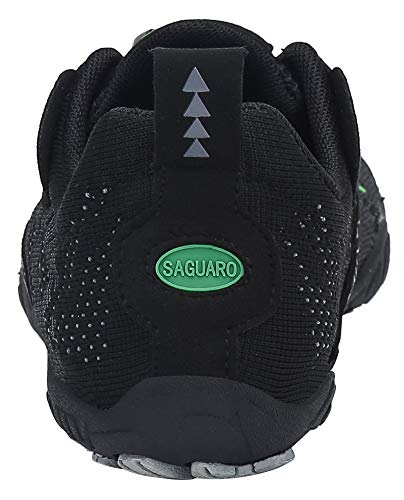 SAGUARO Hombre Mujer Barefoot Zapatillas de Trail Running Zapatos Minimalista de Deporte Cómodas Ligeras Calzado de Correr en Montaña, Negro 42 EU