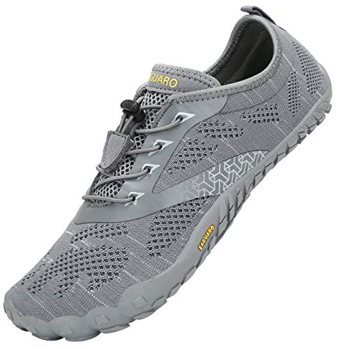 SAGUARO Hombre Mujer Zapatos Minimalistas Comodas Respirable Zapatillas de Trail Running Ligeras Calzado Barefoot Antideslizante para Gimnasio Fitness Senderismo Montaña, Gris 40 EU