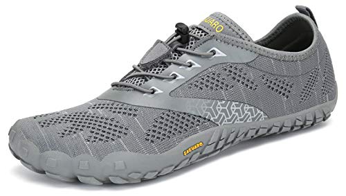 SAGUARO Hombre Mujer Zapatos Minimalistas Comodas Respirable Zapatillas de Trail Running Ligeras Calzado Barefoot Antideslizante para Gimnasio Fitness Senderismo Montaña, Gris 40 EU