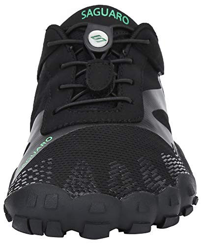 SAGUARO Hombre Mujer Zapatos Minimalistas Comodas Respirable Zapatillas de Trail Running Ligeras Calzado Barefoot Antideslizante para Gimnasio Fitness Senderismo Montaña, Negro 38 EU