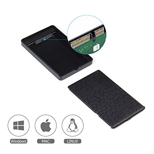 SALCAR Caja con USB 3.0 para Disco Duro Externo HDD de 2.5'' Carcasa para SATA I SATA II SATA III HDD y SSD de 9,5 mm 7 mm 2.5 Pulgadas, Optimizado para SSD, No Requiere Herramientas