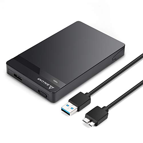 SALCAR Carcasa USB 3.0 para Discos Duros HDD SSD de 2.5", Estuche, Adaptador, Estuche para HDD y SSD SATA de 9,5mm 7mm 2,5" con Cable USB 3.0, no Requiere Herramientas.