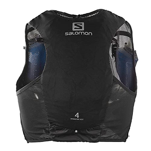 Salomon ADV Hydra 4 Chaleco de Hidratación Unisex, con Botella Blanda (2 x 500ml), Trail Running, Trekking y Senderismo, Negro, Large