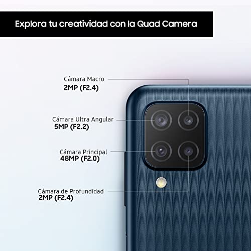 Samsung Smartphone Galaxy M12 con Pantalla Infinity-V TFT LCD de 6,5 Pulgadas, 4 GB de RAM y 128 GB de Memoria Interna Ampliable, Batería de 5000 mAh y Carga rápida Negro (ES Versión)