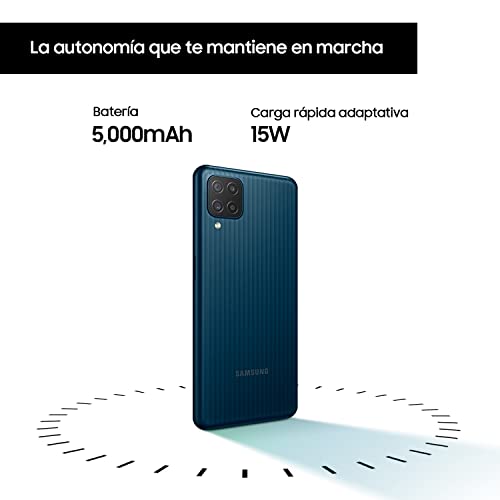 Samsung Smartphone Galaxy M12 con Pantalla Infinity-V TFT LCD de 6,5 Pulgadas, 4 GB de RAM y 128 GB de Memoria Interna Ampliable, Batería de 5000 mAh y Carga rápida Negro (ES Versión)