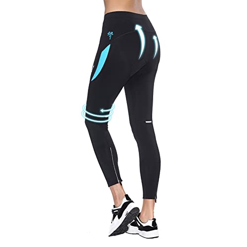 Santic Culote Ciclismo Mujer Culote Bicicleta Pantalones Largos de Ciclismo/Bicicleta/MTB con Badana para Mujeres Azul EU M