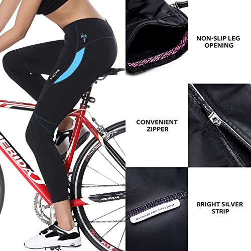 Santic Culote Ciclismo Mujer Culote Bicicleta Pantalones Largos de Ciclismo/Bicicleta/MTB con Badana para Mujeres Azul EU M