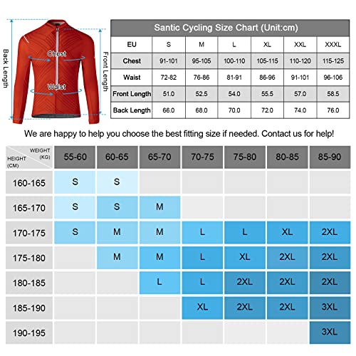 Santic Maillots Ciclismo Hombre Camisetas Ciclismo Manga Larga Rojo EU M