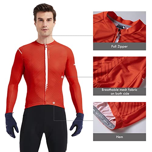 Santic Maillots Ciclismo Hombre Camisetas Ciclismo Manga Larga Rojo EU M