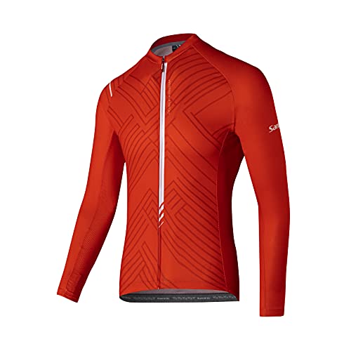 Santic Maillots Ciclismo Hombre Camisetas Ciclismo Manga Larga Rojo EU M