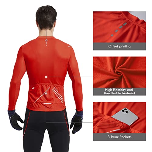 Santic Maillots Ciclismo Hombre Camisetas Ciclismo Manga Larga Rojo EU M