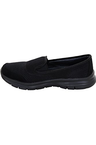 Sapphire Boutique by Sapphire Zafiro Boutique Mujer Plano Deporte Gimnasio Ligero Zapatillas Cómodo Sin Cordones Zapatos Para Andar Zapatillas - Negro, 3 UK