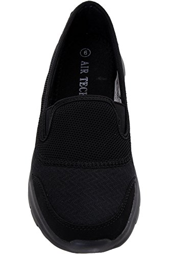 Sapphire Boutique by Sapphire Zafiro Boutique Mujer Plano Deporte Gimnasio Ligero Zapatillas Cómodo Sin Cordones Zapatos Para Andar Zapatillas - Negro, 3 UK