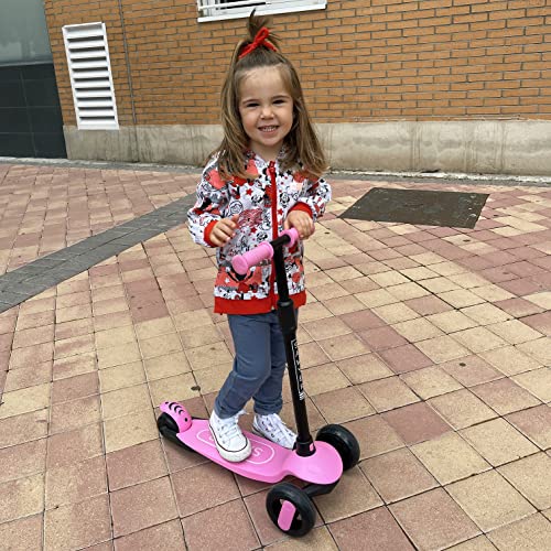 Sawyer - Patinete Ajustable Ruedas LED - Niños 2 a 8 Años (Rosa)