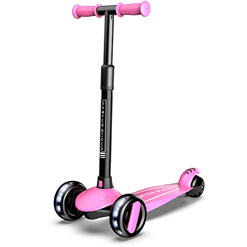 Sawyer - Patinete Ajustable Ruedas LED - Niños 2 a 8 Años (Rosa)