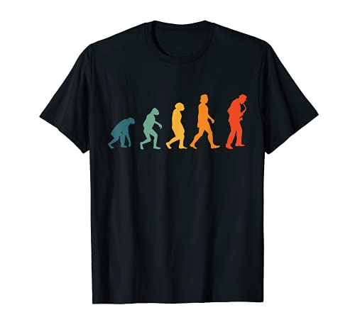 Saxofón Evolución Retro Saxofonista Jazz Evolution Saxofón Camiseta