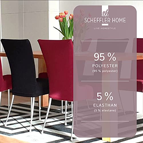 SCHEFFLER-Home Fundas Sillas de Comedor Elásticas MIA – Set de 2 Elegantes Fundas Sillas Ajustables – Fundas para Sillas en Microfibra con Banda Elástica, Gris