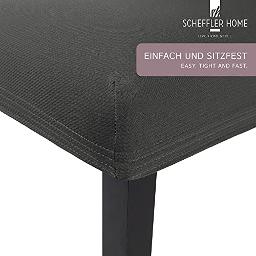 SCHEFFLER-Home Fundas Sillas de Comedor Elásticas MIA – Set de 2 Elegantes Fundas Sillas Ajustables – Fundas para Sillas en Microfibra con Banda Elástica, Gris