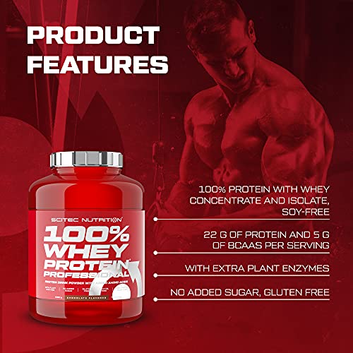 Scitec Nutrition 100% Whey Protein Professional, Con aminoácidos clave y enzimas digestivas adicionales, sin azúcares añadidos, sin gluten, 2.35 kg, Vainilla