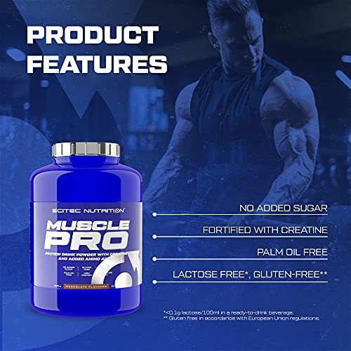 Scitec Nutrition Muscle Pro, En polvo con sabor, a base de proteínas de várias fuentes con creatina, aminoácidos, 2.5 kg, Fresa-yogur