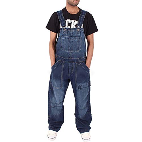 SCYDAO Jeans Mens Dununares Denim Bib Overlins Dungarees Monos Correas Ajustables,Dark Blue,3XL