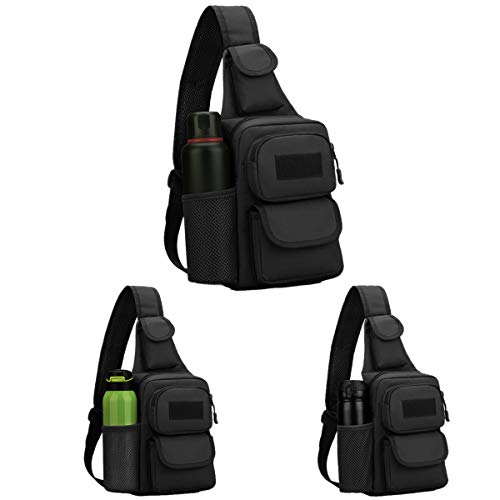 Selighting Mochila Cruzada Hombre Bolsa de Hombro Bandolera Mochila de Pecho Estilo Militar Sling Mochila Frontal Bolso Messenger para Usar al Aire Libre Camping Ciclismo Excursionismo (Negro)