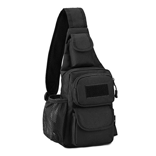 Selighting Mochila Cruzada Hombre Bolsa de Hombro Bandolera Mochila de Pecho Estilo Militar Sling Mochila Frontal Bolso Messenger para Usar al Aire Libre Camping Ciclismo Excursionismo (Negro)