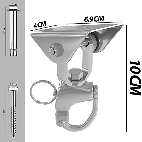 Senshi Japan Soporte de techo de acero inoxidable antióxido 360 para saco de boxeo de Muay Thai, soporte de techo para pared y techo pesado, soporta hasta media tonelada