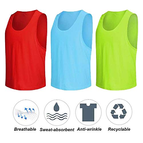 Senston 12X Chaleco de Entrenamiento de Malla Transpirable/Camisetas de Marcador Baloncesto/fútbol para jóvenes y Adultos artículos Deportivos de Equipo Entrenamiento,Verde Fluorescente,S