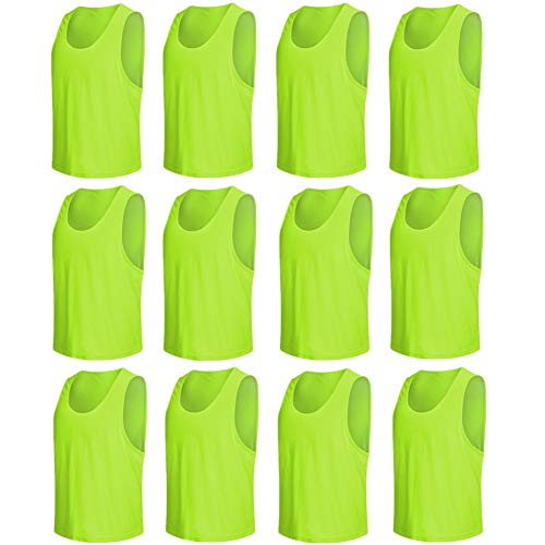 Senston 12X Chaleco de Entrenamiento de Malla Transpirable/Camisetas de Marcador Baloncesto/fútbol para jóvenes y Adultos artículos Deportivos de Equipo Entrenamiento,Verde Fluorescente,S