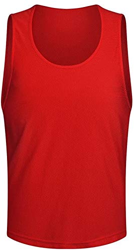 Senston 6X Chaleco de Entrenamiento de Malla Transpirable/Camisetas de Marcador Baloncesto/fútbol para jóvenes y Adultos artículos Deportivos de Equipo Entrenamiento,Rojo,S