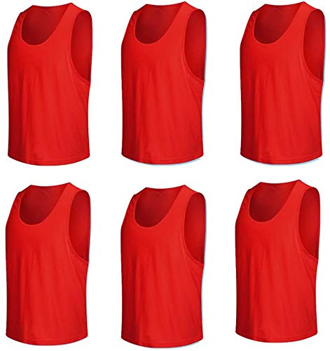 Senston 6X Chaleco de Entrenamiento de Malla Transpirable/Camisetas de Marcador Baloncesto/fútbol para jóvenes y Adultos artículos Deportivos de Equipo Entrenamiento,Rojo,S