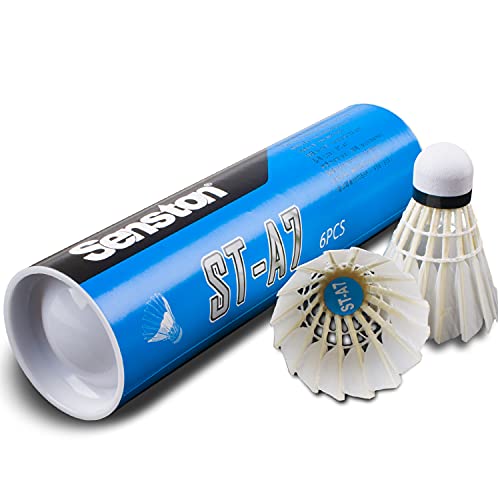 Senston A7 6 Piezas Estabilidad Volantes de Bádminton Juego de Plumas Badminton White Duck Badminton Ball Indoor Outdoor Entrenamiento Deportes Badminton