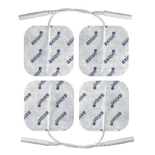 Set de 4 electrodos cuadrados axion | Para electroestimuladores TENS y EMS con conexión de clavija 2mm | Parches tens ems 5 x 5 cm | Almohadillas tens ems