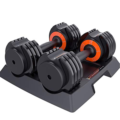 Set de Mancuernas Profesional hasta 50KG - Pesa de Gimnasia Desmontable Ajustable en Peso con Base ABS Equipo de Gimnasio en Casa para Ejercicio Formación Gimnasio,25lb(2x5.6kg)