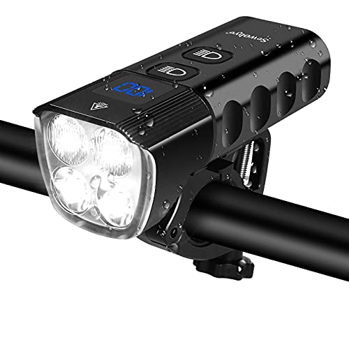 SEWOBYE Pro 100 Luz Bicicleta Delantera y Traseras, 2000 Lúmenes 4*XPG-3 LED Luces Bicicleta Potentes con Pantalla LED, 6400 mAh Batería Grande Luz LED Bicicleta para MTB…