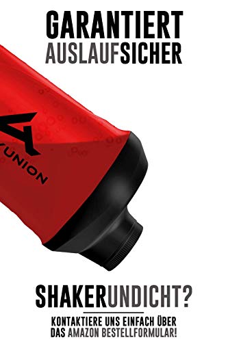 Shaker Deluxe - Proteína Shaker a prueba de fugas - BPA libre y con la escala tamiz de polvo de proteína de suero cremoso sacude (rojo negro 800ml)