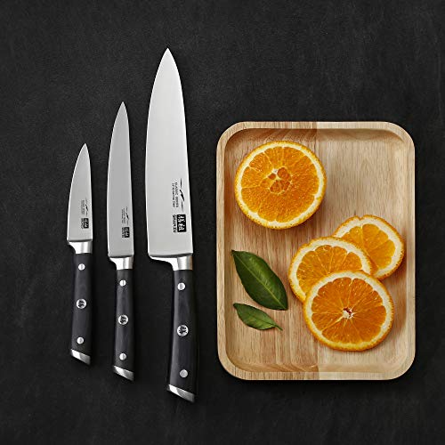 SHAN ZU Juego de Cuchillos de Cocina Profesional, Cucihllo Chef de Acero Inoxidable Alemán, 3 Piezas Set Cuchillo Cocina de 21cm Cuchillo Chef, 15cm Cuchillo Cocinero, 9.5cm Cuchillo Pelador de Fruta