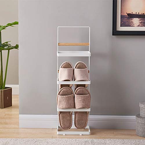 SHANCL Modernos Rack De Zapatos Entrada De Hierro Porche Estrecho Zapato Rack Espacio Zapatillas Gabinete Cuarto De Baño Moda for Mujeres Estante (Color : White)